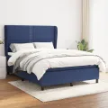 cadre de lit avec matelas Bleu 140x200 cm Tissu