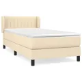 cadre de lit et matelas Crème 90x190 cm Tissu