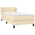 cadre de lit et matelas Crème 90x190 cm Tissu