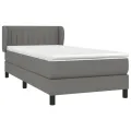 cadre de lit avec matelas Gris foncé 80x200 cm Tissu