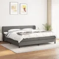 cadre de lit avec matelas Gris foncé 200x200cm Tissu