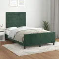 Cadre de lit avec tête de lit Vert foncé 120x200 cm Velours