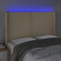 Tête de lit à LED Crème 147x16x118/128 cm Tissu