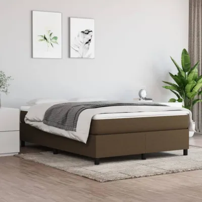 cadre de lit Marron foncé 140x190 cm Tissu