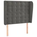 Tête de lit avec oreilles Gris foncé 103x23x118/128 cm Velours