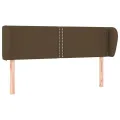Tête de lit avec oreilles Marron foncé 147x23x78/88 cm Tissu