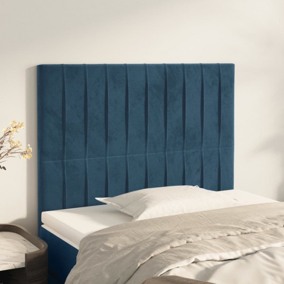 Têtes de lit 2 pcs Bleu foncé 100x5x78/88 cm Velours