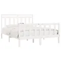 Cadre de lit Blanc Bois de pin massif 160x200 cm