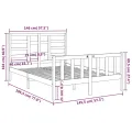 Cadre de lit Bois massif 140x190 cm