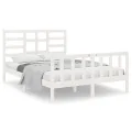 Cadre de lit Blanc Bois massif 120x190 cm Petit Double
