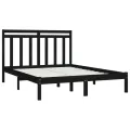 Cadre de lit Noir Bois de pin massif 140x190 cm