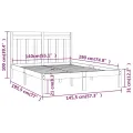 Cadre de lit Noir Bois de pin massif 140x190 cm