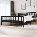 Cadre de lit Noir Bois massif 200x200 cm