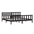 Cadre de lit Noir Bois massif 200x200 cm