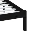 Cadre de lit Noir Bois de pin massif 140x190 cm