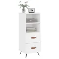 Buffet Blanc brillant 34,5x34x90 cm Bois d'ingénierie