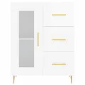 Buffet Blanc brillant 69,5x34x90 cm Bois d'ingénierie