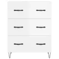 Buffet Blanc brillant 69,5x34x90 cm Bois d'ingénierie
