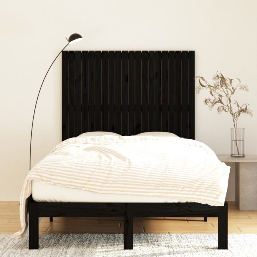 Tête de lit murale Noir 127,5x3x110 cm Bois massif de pin