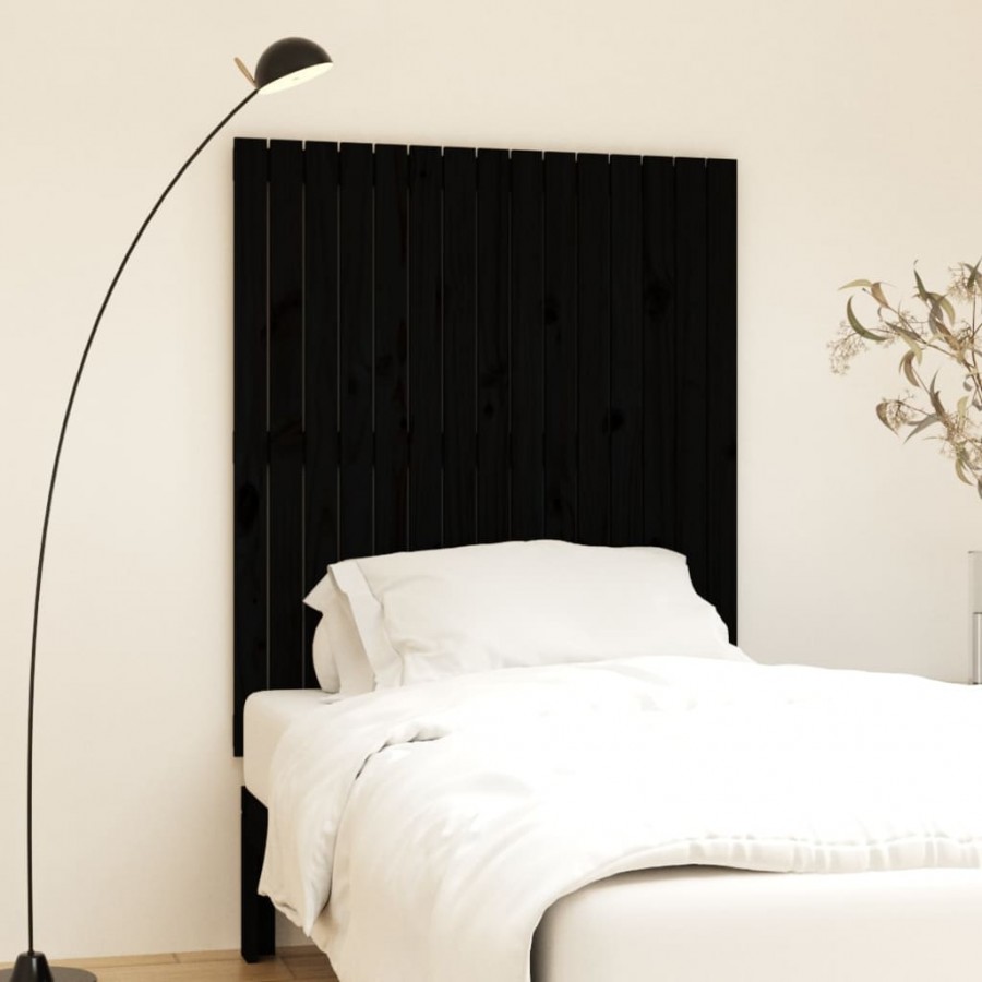 Tête de lit murale Noir 95,5x3x110 cm Bois massif de pin