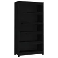 Bibliothèque Noir 80x35x154 cm Bois de pin massif