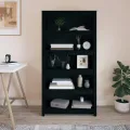 Bibliothèque Noir 80x35x154 cm Bois de pin massif