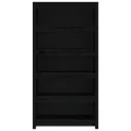 Bibliothèque Noir 80x35x154 cm Bois de pin massif