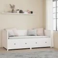 Lit de jour Blanc 80x200 cm Bois de pin massif