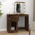 Coiffeuse avec LED chêne fumé 90x50x132,5 cm bois d'ingénierie