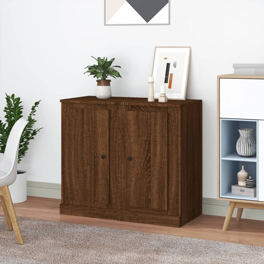 Buffets 2 pcs chêne marron 37,5x35,5x67,5 cm bois d'ingénierie