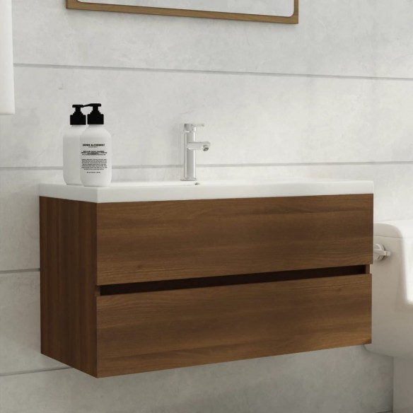 Armoire de lavabo Chêne marron 90x38,5x45 cm Bois d'ingénierie