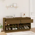 Armoire à chaussures Marron miel 110x34x52cm Bois de pin massif