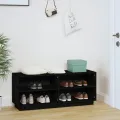 Armoire à chaussures Noir 110x34x45 cm Bois de pin massif