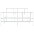 Cadre de lit métal avec tête de lit/pied de lit blanc 140x190cm