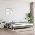 Cadre de lit avec tête de lit Taupe 200x200 cm Tissu