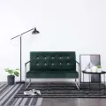 Canapé 2 places avec accoudoirs Vert foncé Chrome et velours