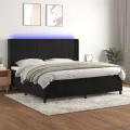 cadre de lit matelas et LED Noir 200x200 cm Velours