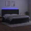 cadre de lit matelas et LED Noir 200x200 cm Velours