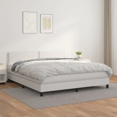 cadre de lit avec matelas Blanc 160x200cm Similicuir