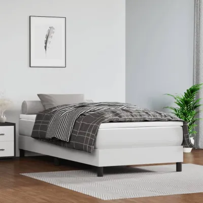 cadre de lit avec matelas Blanc 80x200 cm Similicuir