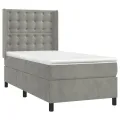 cadre de lit et matelas Gris clair 100x200cm Velours