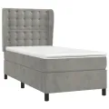 cadre de lit et matelas Gris clair 100x200cm Velours