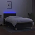 cadre de lit avec matelas et LED Noir 90x200cm Tissu