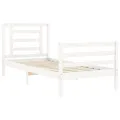 Cadre de lit avec tête de lit blanc petit simple bois massif