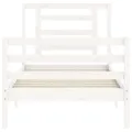 Cadre de lit avec tête de lit blanc petit simple bois massif
