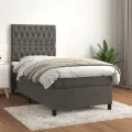 cadre de lit et matelas Gris foncé 80x200 cm Velours