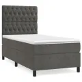 cadre de lit et matelas Gris foncé 80x200 cm Velours
