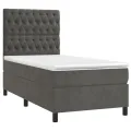 cadre de lit et matelas Gris foncé 80x200 cm Velours