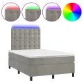cadre de lit matelas et LED Gris clair 120x200 cm