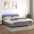 cadre de lit et matelas et LED Gris foncé 180x200 cm